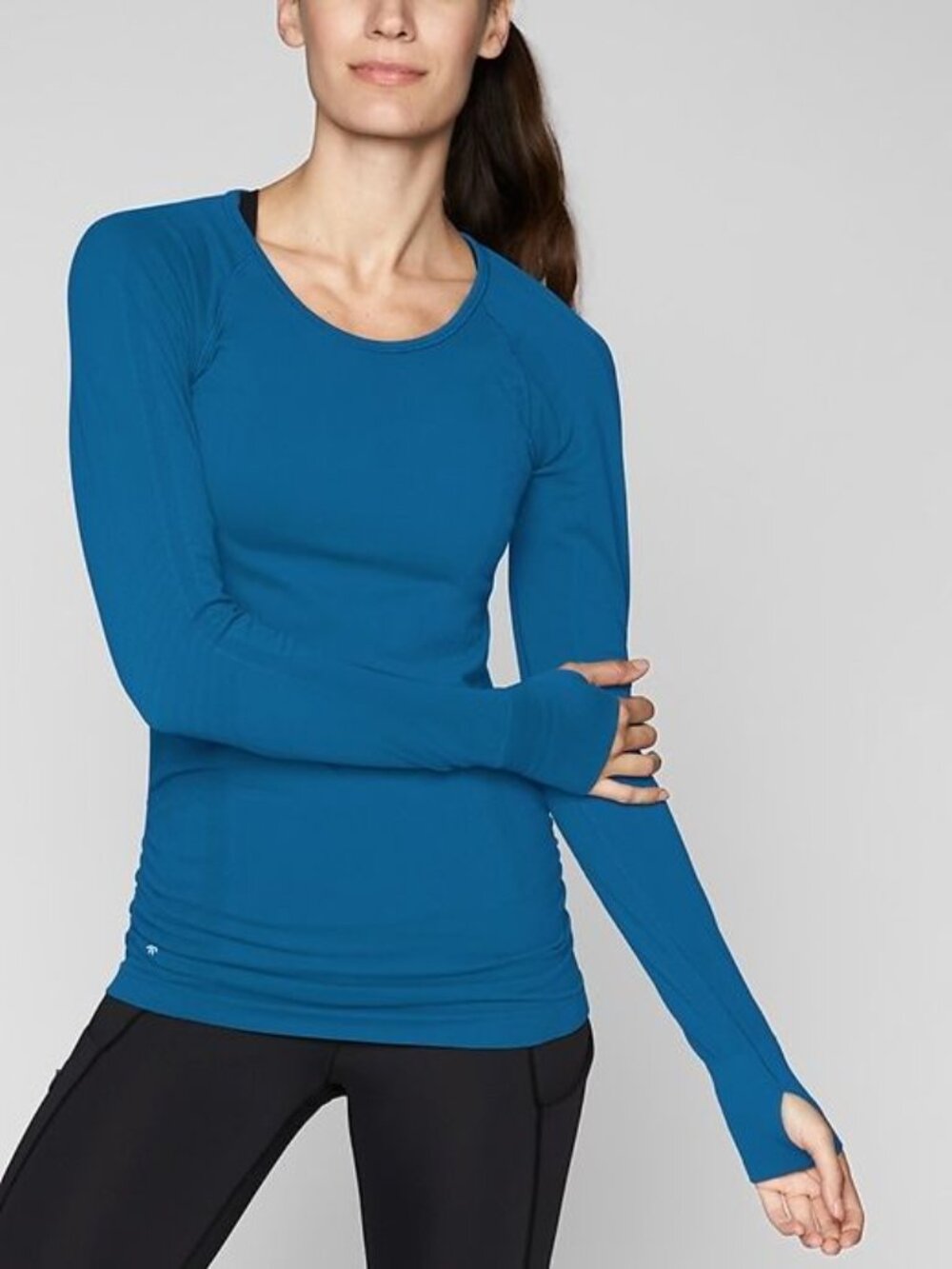 Athleta Top Women S Blue Speedlight Long Sleeve Seamless Workout Running Shirt